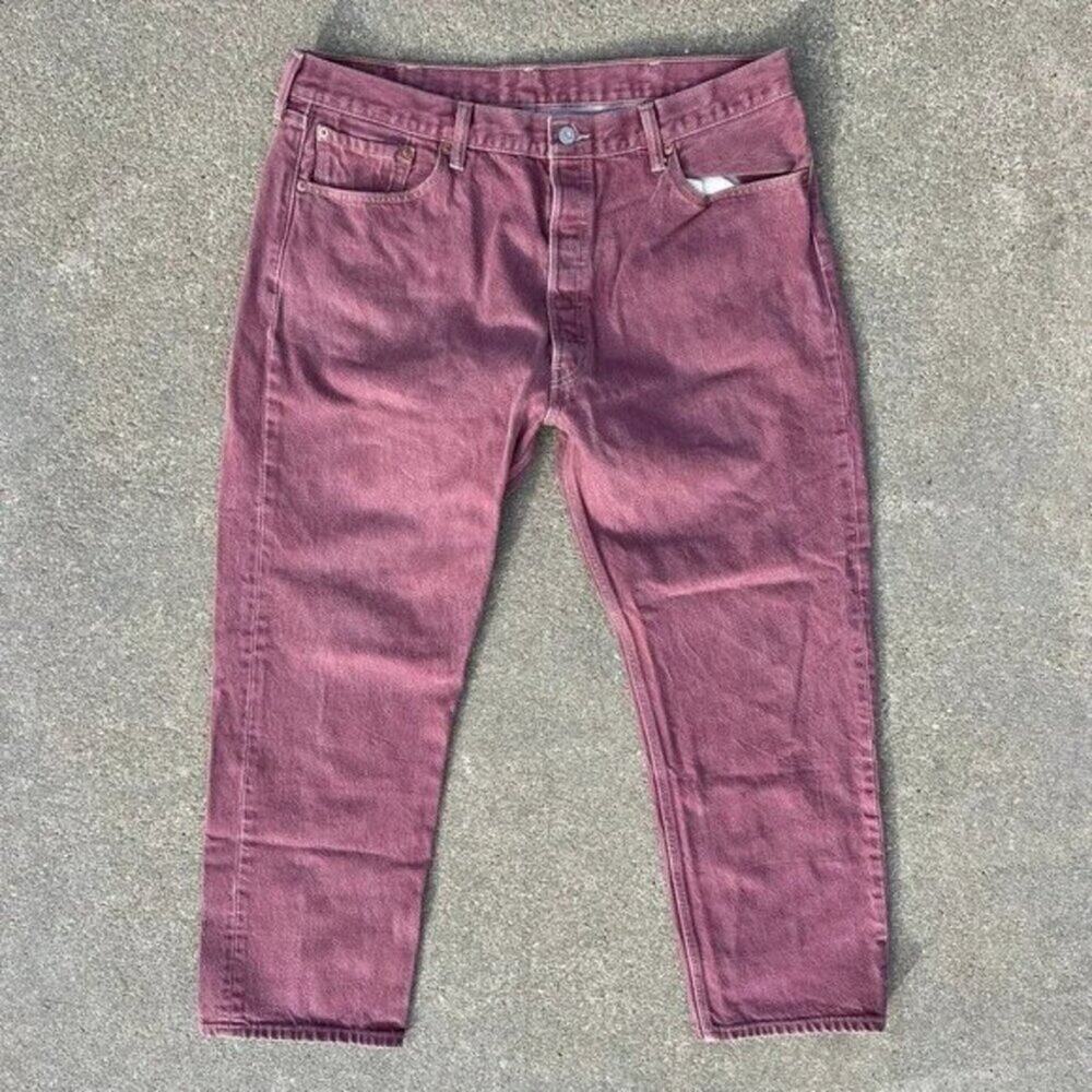 Levi’s 501 Burgundy Denim Jeans – Size 40x32 – Bold, Classic & Unapologetic 🍷 - Picture 2 of 7